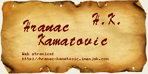 Hranac Kamatović vizit kartica